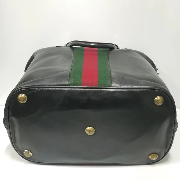 Rare Vintage Gucci Web Tall Boston Weekender Carryall luggage Travel bag - Picture 14 of 16